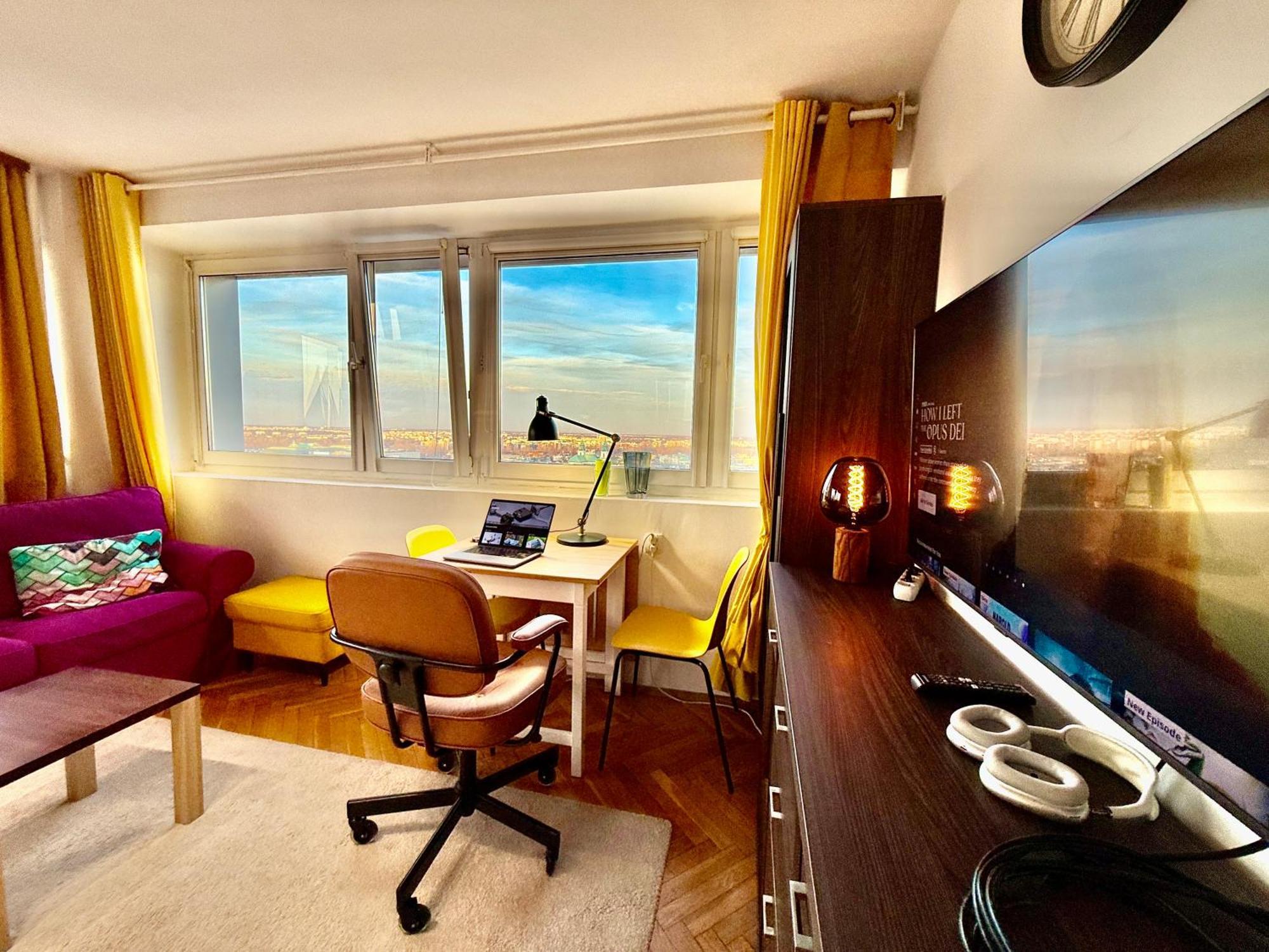 Super Apartment Yellow 2X Metro Fast Wifi 1 Gbs Netflix Panorama Miasta 바르샤바 외부 사진