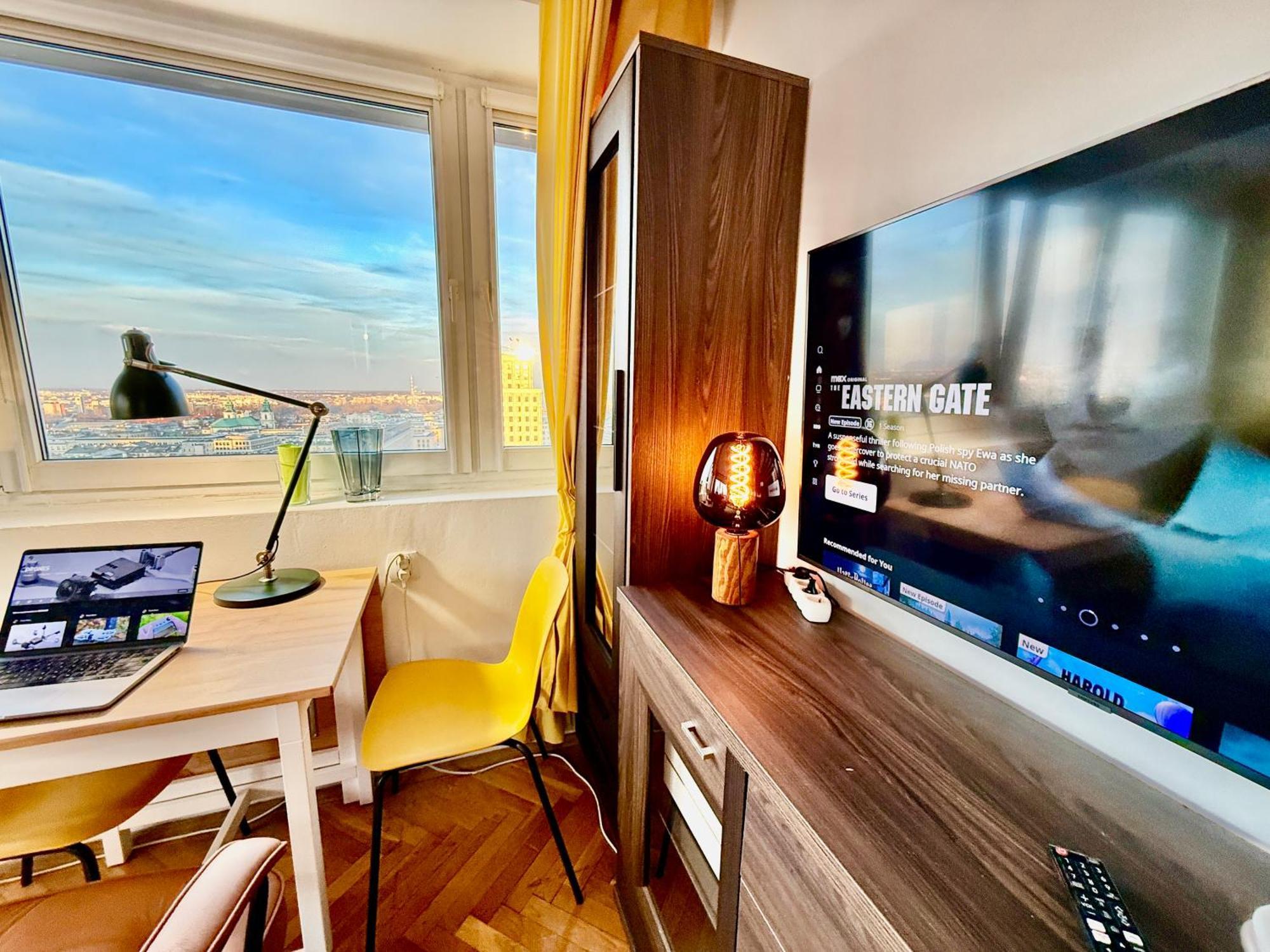 Super Apartment Yellow 2X Metro Fast Wifi 1 Gbs Netflix Panorama Miasta 바르샤바 외부 사진