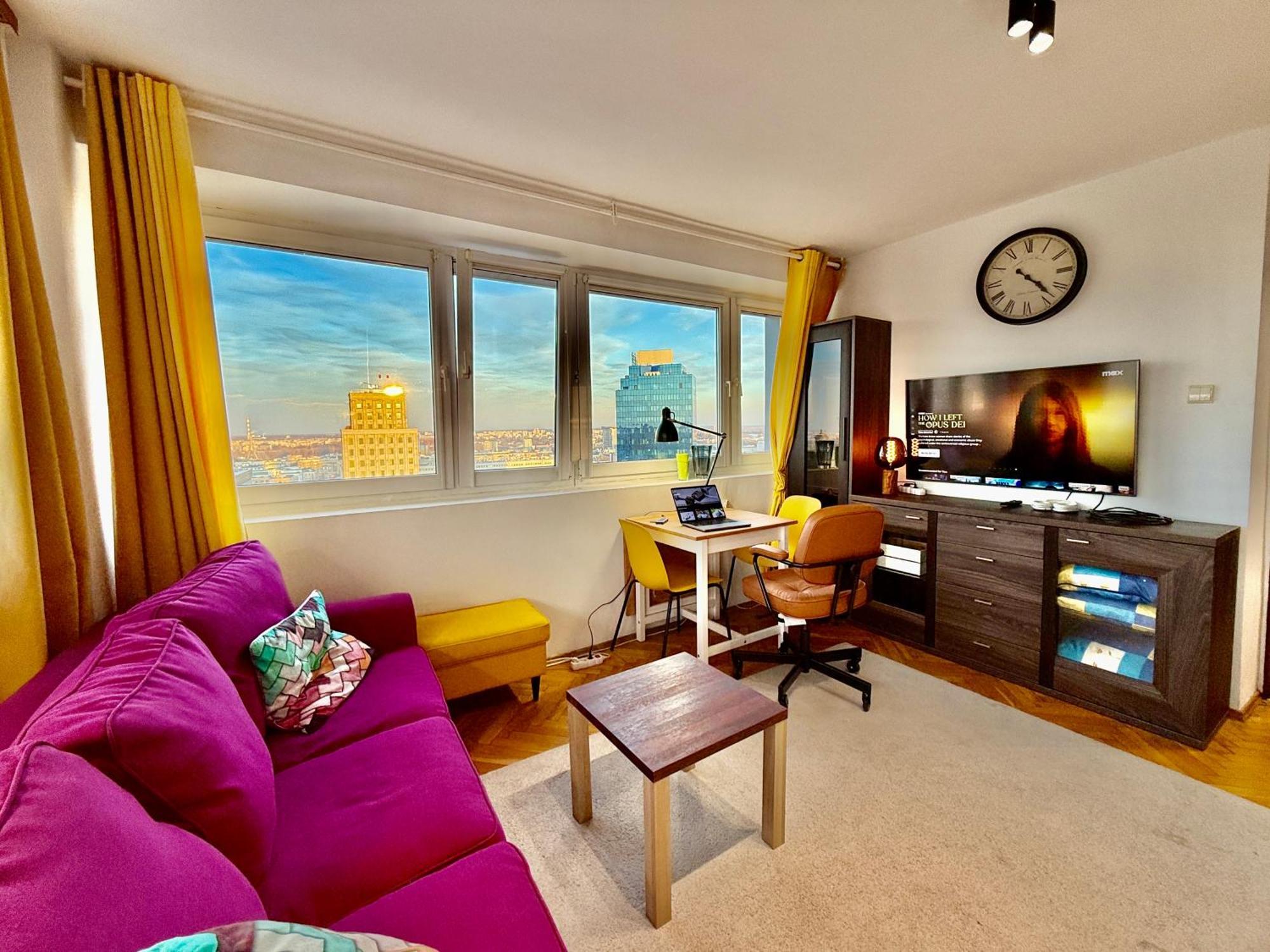 Super Apartment Yellow 2X Metro Fast Wifi 1 Gbs Netflix Panorama Miasta 바르샤바 외부 사진