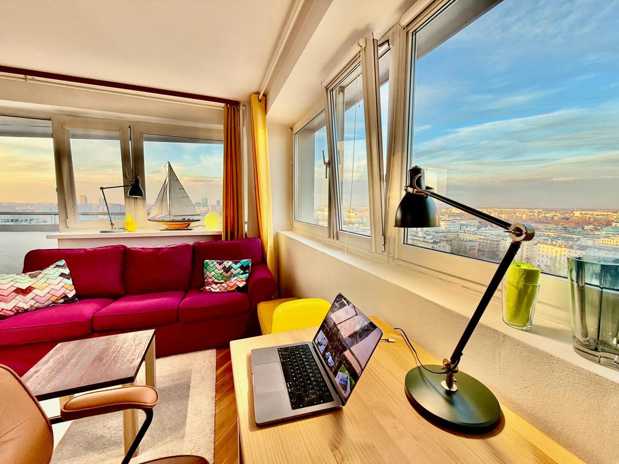 Super Apartment Yellow 2X Metro Fast Wifi 1 Gbs Netflix Panorama Miasta 바르샤바 외부 사진