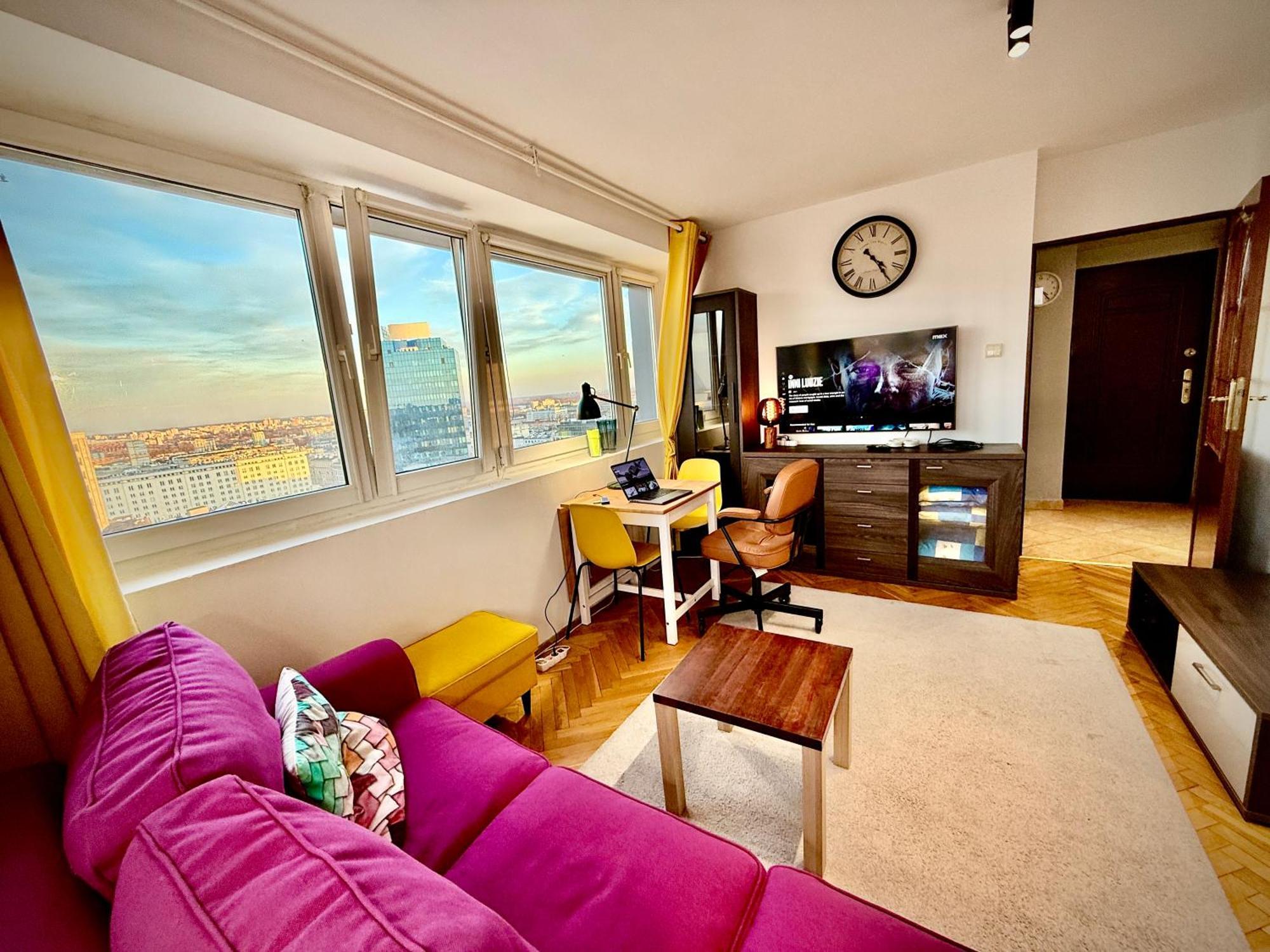 Super Apartment Yellow 2X Metro Fast Wifi 1 Gbs Netflix Panorama Miasta 바르샤바 외부 사진